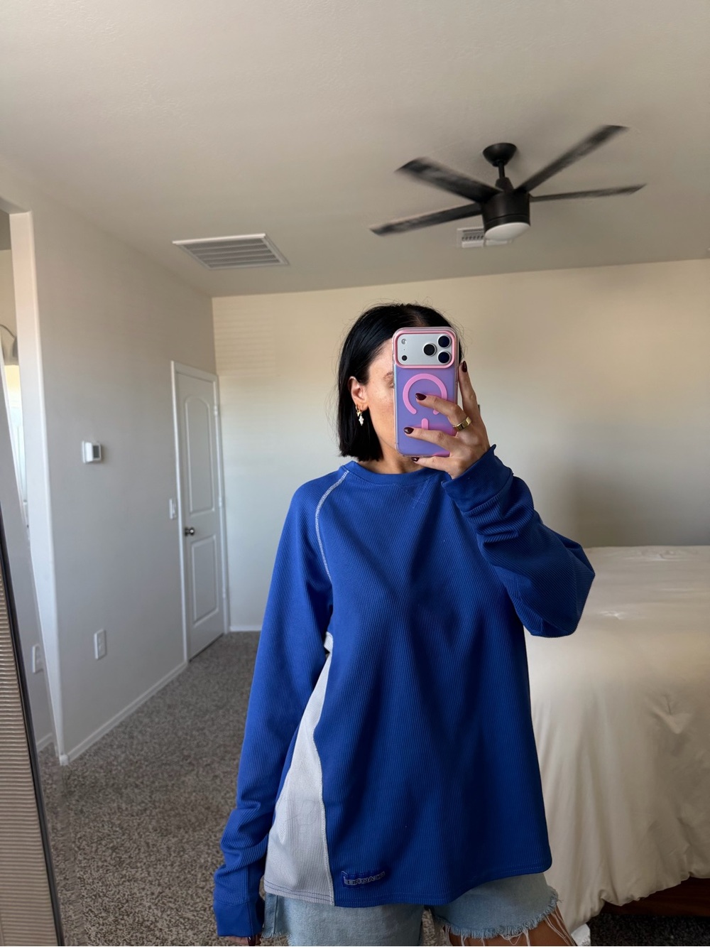 Blue Y2K realtree waffle tee